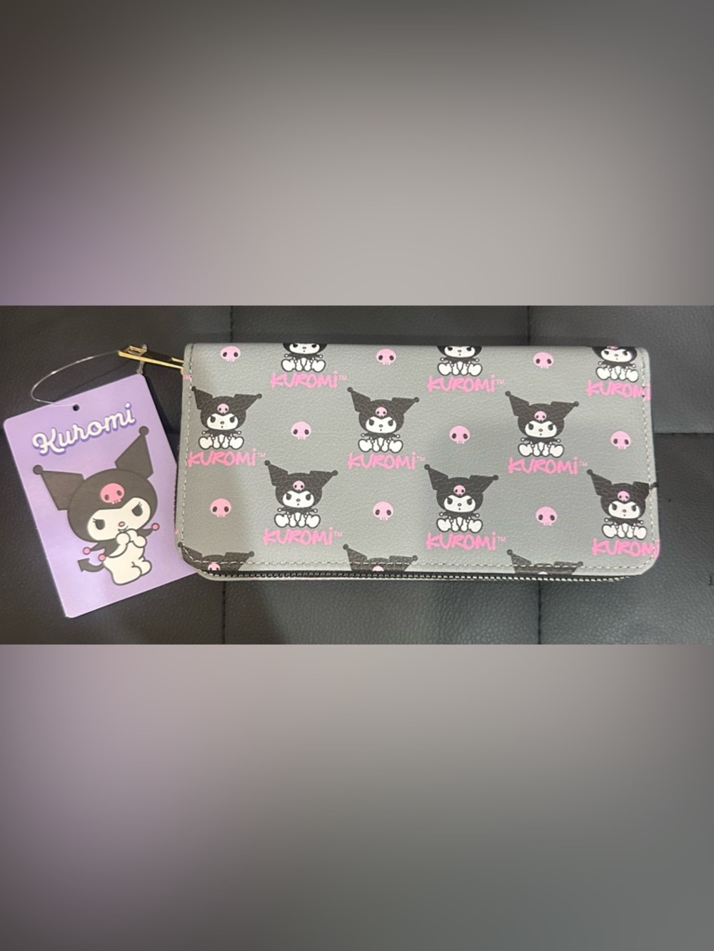 Kuromi Gray & Pink Patterned Long Wallet